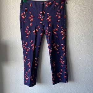 LOFT navy blue floral ankle pants